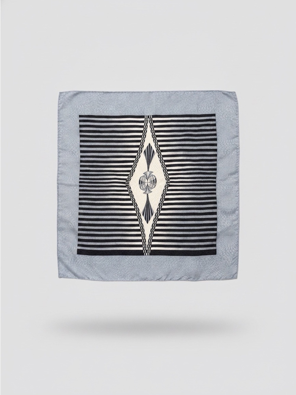 Vintage, Hand Made, 100% Silk Pocket Square or Scarf Blue Grey, 13”